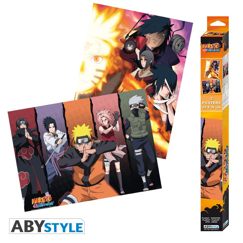 NARUTO SHIPUUDEN POSTER SET 2 POSTERS 52 X 38 CM. GRUPO