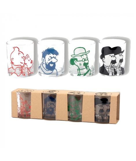 TINTIN SET DE 4 VASOS (PERSONAJES)