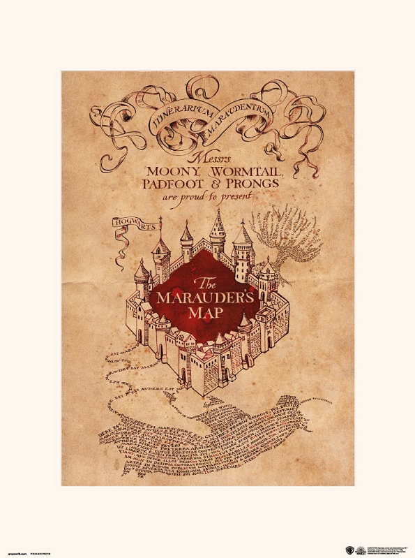 HARRY POTTER PRINT POSTER 30 X 40 THE MARAUDER'S MAP